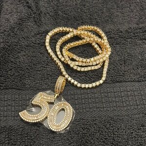 Gold and Silver Number Pendant Necklace